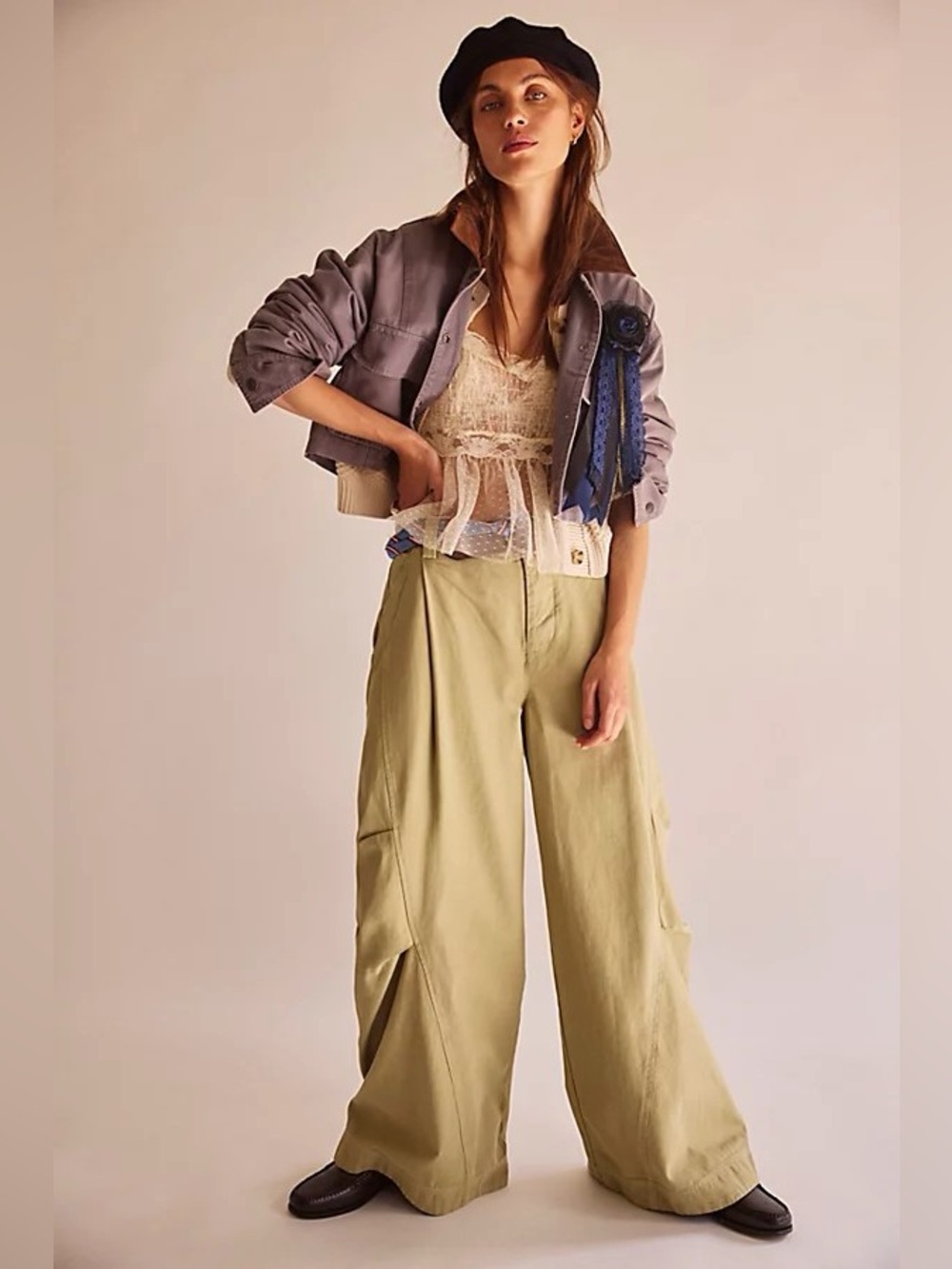 NWT! FP Free People Must Have Wide Leg Chino Trousers Sz 2/4/10